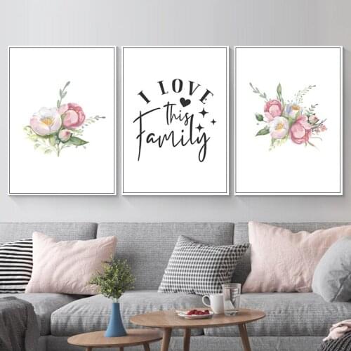 Nordic Canvas Painting Pink Floral Plant Flowers Wall Art Vintage Posters And Prints Pictures Modern Living Room Decoration