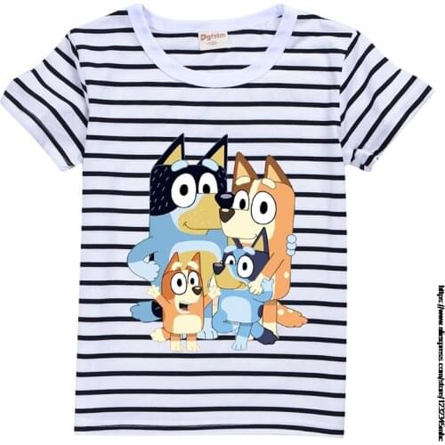 Summer New 4T To 14T bingo bluey T-shirt 3D Printed Boy Girl Funny T-shirts Costume Children Clothing Kids Tees Baby