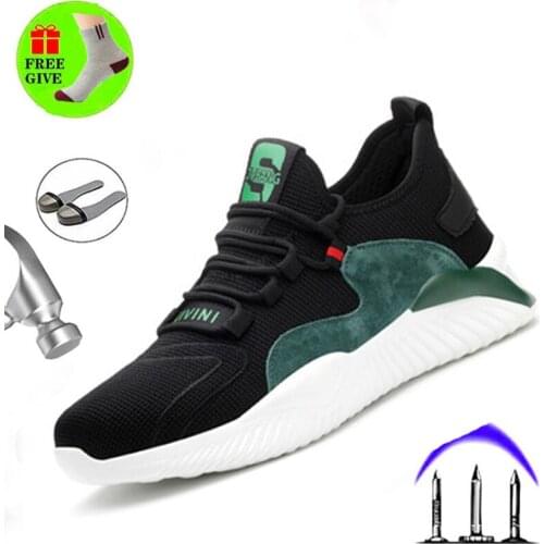 Lightweight fly woven labor insurance shoes mens anti-smashing and anti-piercing work shoes breathable steel toe cap safety