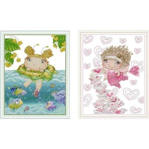 Little angel cartoon counted 11CT 14CT DIY kit Chinese wholesale Chinese Cross Stitch embroidery needlework Sets home decor