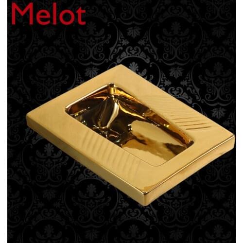 A set of golden and silver squatting pan with a water tank, ceramic squatting pan, energy saving, silent and deodorant
