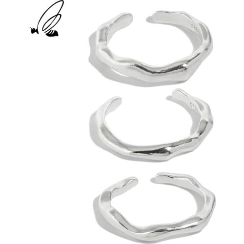 SSTEEL 925 Sterling Silver Design Irregular Texture Open Rings Sets For Womens Korean Ring Aesthetic 2021 Trendy Fine Jewelry