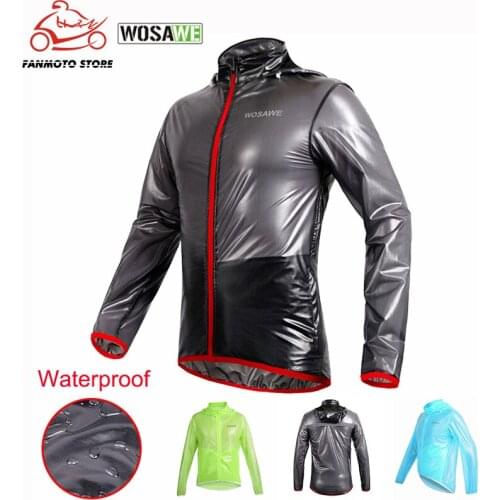 WOSAWE Waterproof Motorcycle Rain Jacket Multi Function Windproof Raincoat Mtb Bike Bicycle Jersey Rain Coat with Hood Jacket