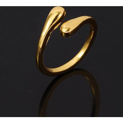 New Simple Water Drop Modeling Curve Trendy Personality Glossy Opening Adjustable Ring For Women Party Jewelry Gift