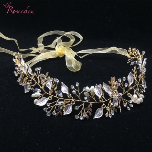 New arrival gold leaf bridal hair vine high quality handmade hairwear wedding hair accessory wedding tiaras crowns RE712