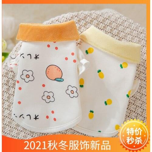 Dog Clothes Autumn and Winter Contrast Color Fruit Print Sweater Small and Medium-sized Dog Two-legged Spring Cat Pet Clothes