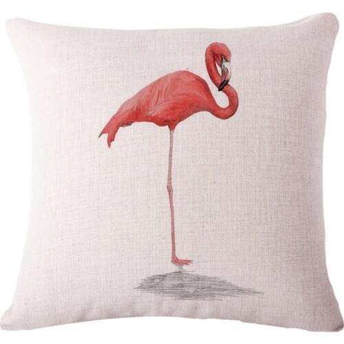 Flamingo pillow cover, creative cartoon watercolor Flamingo throw pillow cover pillowcase