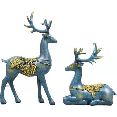 Resin Crafts Home Accessories European Style Ornaments Creative Gifts Couple Wedding Gifts Wine Cabinet Decoration Couple Deer