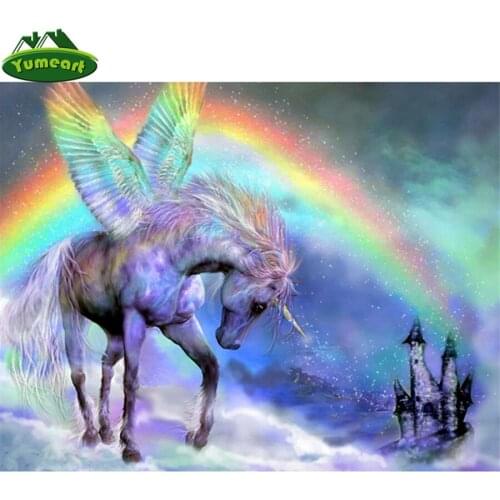 Full Square Diamond Painting by Number Rainbow Pegasus Pictures Of Rhinestones Diamond Mosaic Sale Home Decor Diamond Embroidery