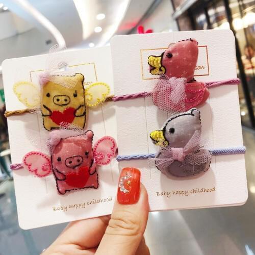 New Children Cute Candy Duck Pig Elastic Hair Bands Girls Ponytail Holder Lovely Scrunchies Rubber Bands Kids Hair Accessories