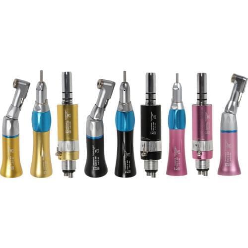 Dental 4 Holes E-type Air Motor Micromotor + Straight Contra Angle Golden Pink Black color Handpiece Set Teeth Model Dental Tool