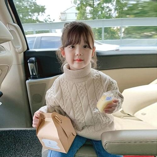 Girls Sweater Kids Coat Outwear 2021 Beige Blue Red Plus Velvet Thicken Warm Winter Autumn Knitting Tops Cotton Childrens Cloth