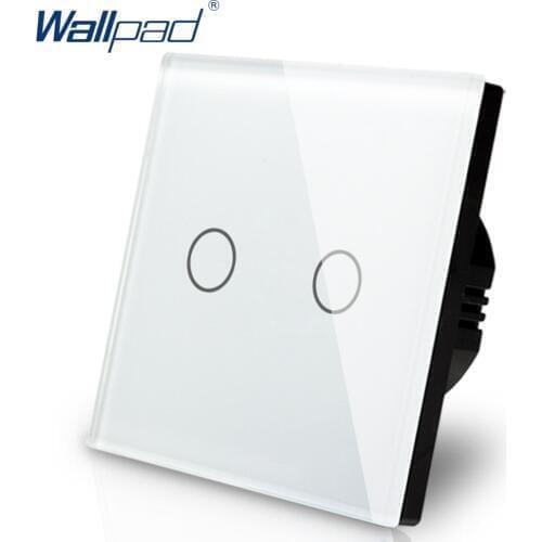 Smart Home Wallpad EU UK Standard 110~250V LED White 2 Gang 1 Way Electrical Touch Screen Panel Lighting Switch Free Shipping