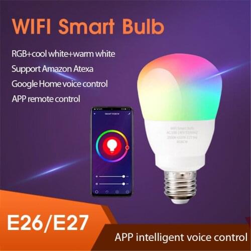 Tuya 9W WiFi Smart Light Bulb E26/E27 RGB LED Lamp Dimmable With Smart Life APP Voice Control For Google Assistant Alexa