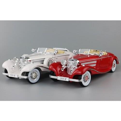 New Maisto 1:18 For Benz 500K 1936 Vintage car Diecast Model Car Gift Collection Ornament Red/White/Silver Metal,Plastic