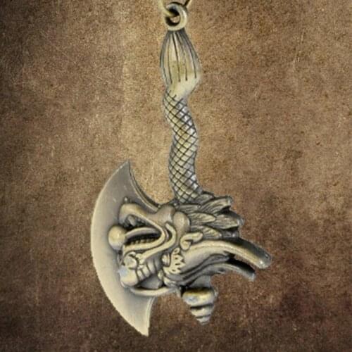 Vintage Animal Zodiac Dragon Head Axe Hatchet Keychain Pendant For Man Key Chain Gift Jewelry