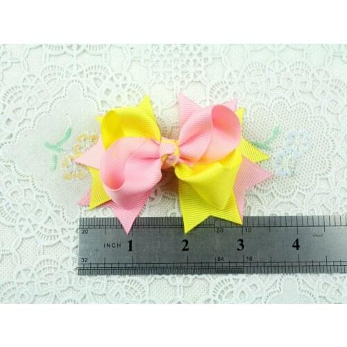 Hair Bows Clips Girls' Two-Tone Ribbon 3 Inch Bowknot Elastic Bobbles Hairbands Ties Boutique Accessories 50pcs HD3205