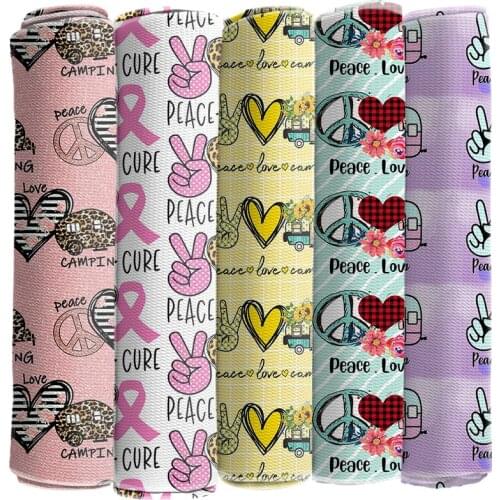 Bubble Fabric Printed Peace Pattern Bullet Cloth Love Heart for DIY Craft Dress Apparel Sewing Supplies 50*145cm