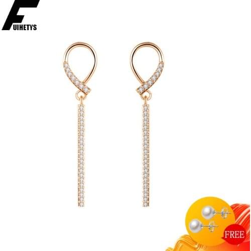 New Earrings 925 Silver Jewelry Accessories with Zircon Gemstone Long Style Drop Earrings for Women Wedding Party Gift Ornaments