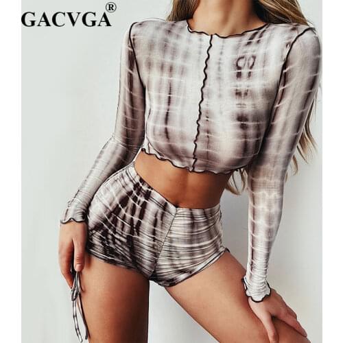 GACVGA Snake Print Sexy Two Piece Set Drawstring Bodycon 2 Piece Set Women Long Sleeve Crop Top And Pant Summer Autumn Sets