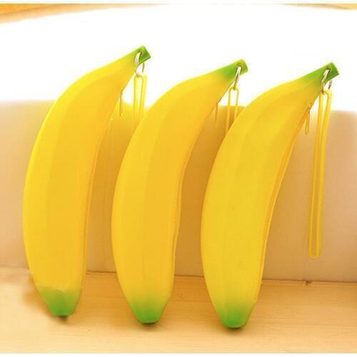 2019 Hot Sale Women Wallet Cartoon Bananas Small Zipper Wallet Student Pen Bag Creative Cute Silicone Coin Purse Personality