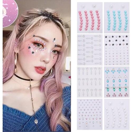 1PC New Makeup Diamond Eyes Face Tattoo Festival DIY Body Crystal Gems Tattoo Stickers Adhesive Rhinestone Nail Art Decoration