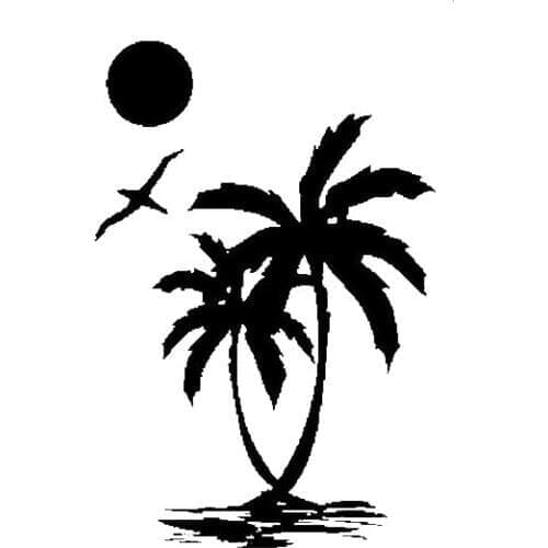 12.8*8.6cm Sun Tree Beach Bird Tropical Hot Fun Sticker Vinyl Decal Car Accessories Motorcycle Helmet Car Styling Car Sticker