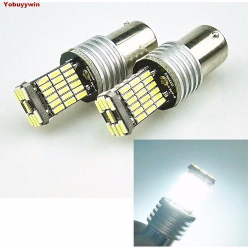 2pcs White 100LM 1156 P21W BA15S 4014 45SMD Decoder Lamp Canbus Bulb Reverse Lights With Resistor LED Lamp Turn Signals DRL Bulb
