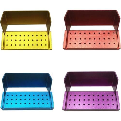 30 Holes Dental Diamond Burs Disinfection Holder Aluminum Block for Oral Teeth Polishing Drill Holder Teeth Whitening