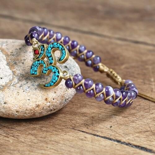4mm Beads OM Bracelet for Women & Men Buddha OM Yoga Meditation Jewelry Braided Charm Bracelet Dropship