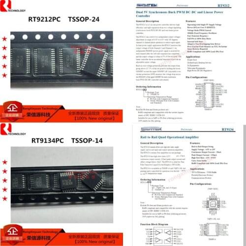 5 pcs/lot RT9212PC RT9212 TSSOP-24 RT9212GC 100% New original RT9134PC RT9134 TSSOP-14 RT9134GC 100% New original