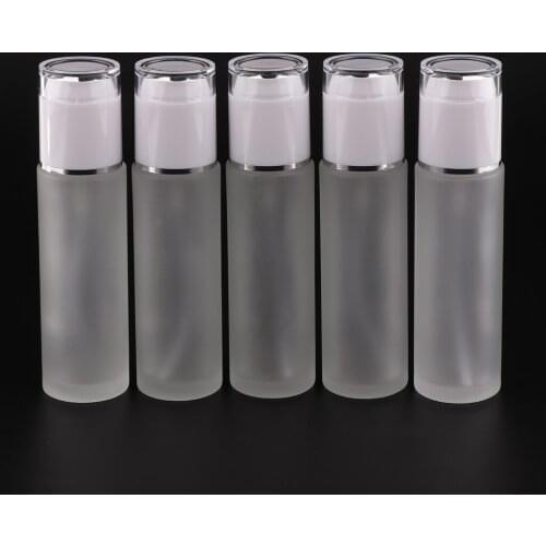 5Pcs Glass Pump Bottle Refillable Cosmetic Container Leak Proof 80ml