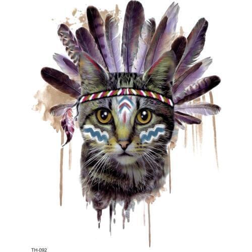 5pcs 3D Cat Waterproof Temporary Tattoos Men Feather Beauty Animals The Flash Tatoo Sleeve Tatouage Temporaire Femme
