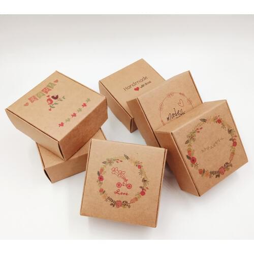 6.5x6.5x3cm 12Pcs/Lot New Product With Various Patterns Paper Jewelry Gifts Box Printing Birds Flowers Handmade With Love Carton