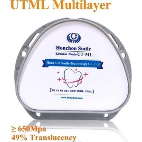 89*71*12mm Amann Girrbach Compatible UTML Zirconia Blank in Ultra Translucent 49% and 650mpa