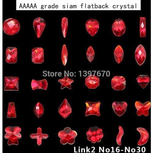 20p/pack red flatback glitter crystal nails diamond ornament bride Nail Art Rhinestones DIY Decorations 3D manicure stone gems