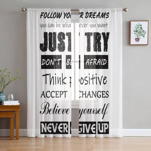 Positive Energy White Sheer Curtains for Living Room Bedroom Kitchen Chiffon Tulle Curtains Home Hotel Coffee Decor