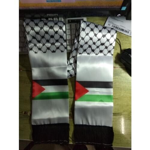 Free shipping xvggdg Scarf Printing Satin Palestinian Flag Scarf 130X14CM Scarves Palestine flag