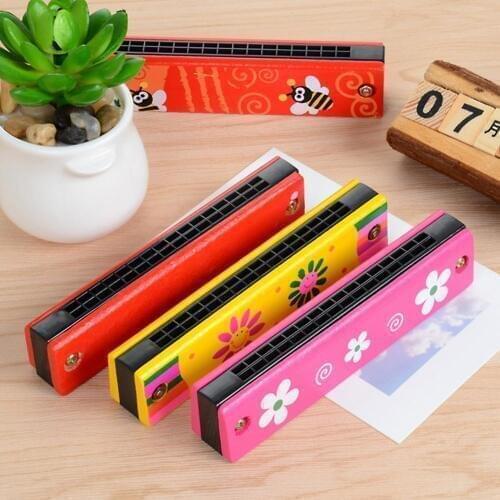 16Holes Key Colorful Cartoon Children Harmonica Organ Of C Blues Harmonica Musical Instrument Educational Toy Random Colour