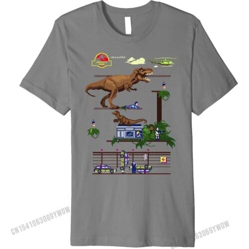 Jurassic Park Digital Video Game Scene Premium T-Shirt Funny Tshirts Tops Tees for Men Funny Cotton Classic T Shirt