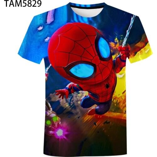 Classic Anime Spider Mens / Womens Summer Short Sleeve T-Shirt 3D Cartoon Boys / Girls childrens Street Trend Cute Top