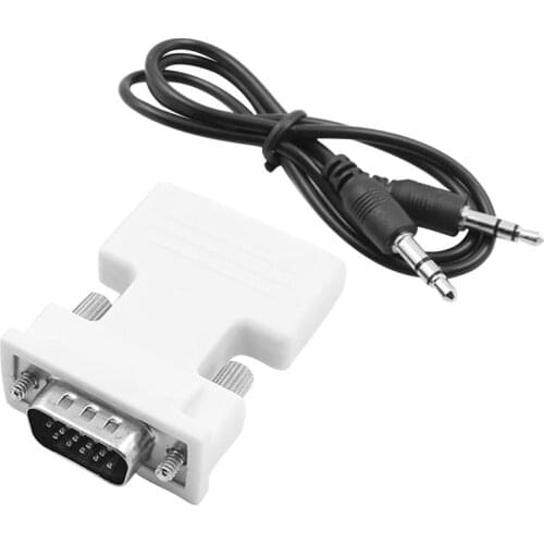 HDMI-compatible Female to VGA Male Converter 3.5mm Audio Cable Adapter 1080P FHD Video Output for PC Laptop TV Monitor Projector