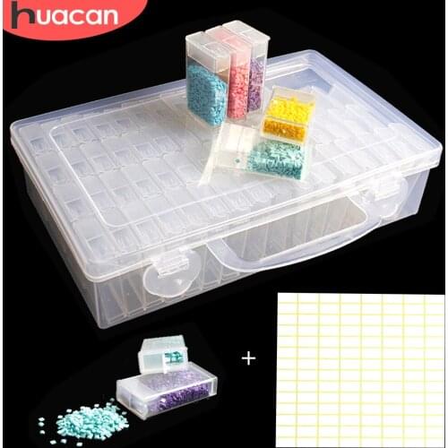 HUACAN 64pcs Diamond Embroidery Box Diamond Painting Tool Jewelry Drill Plastic Storage Box Gift Accessory Mosaic Convenience
