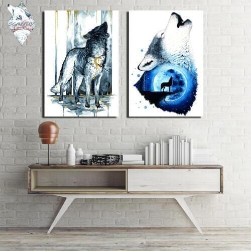Artsailing BleedingSoul by Scandy Girl HD print 1 piece canvas art Wolves Abstract Wall pictures for living room Poster CU-3375C