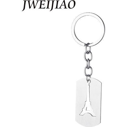JWEIJIAO Removable Eiffel Tower Keychain No Fade Stainless Steel Geometry Shape Pendant Car Key Chians Holder Keyring SS60