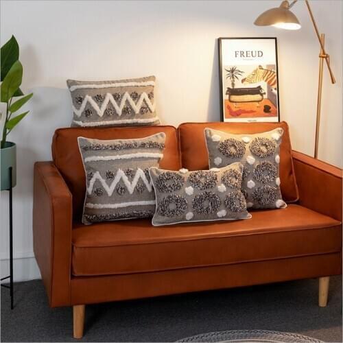 Coffee Wave Cricle Embroidery Pillow Cover Morocco Tassels Home Decor Cushion Cover PillowCase Pillow Sham 30x50cm/45x45cm