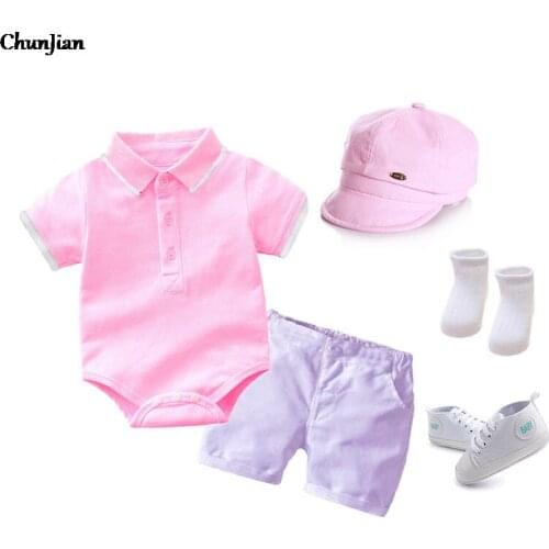 Baby Girls Clothing Sets Summer Cotton Romper+Shorts 2pcs/Sets Newborn Baby Clothing Sets Fashion Girls Romper Sets Baby Outfit