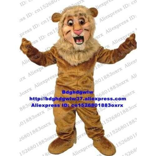 Brown Happy Lion Mascot Costume Adult Cartoon Character Outfit Suit Symbolic Ambassador Anime Suit Art Show zx2864