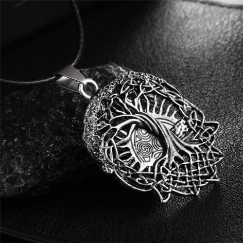Leather Chain Old Ritual tree of life Necklace For Women Nordic Talisman Pendants Necklaces Men Vintage Jewelry