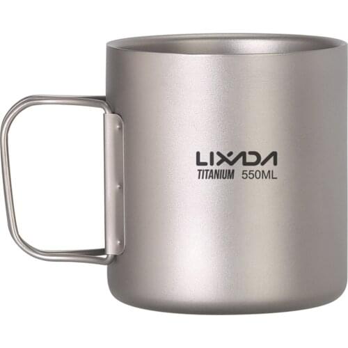 Lixada 550ml Double Wall Titanium Water Cup Tea Cup Coffee Mug for Home Office Outdoor Camping Hiking Backpacking